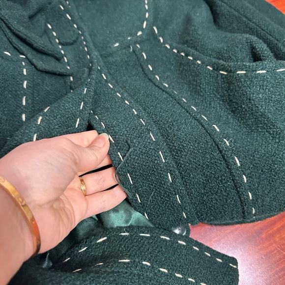 Retro green Mary Jane jacket coat wool-blend 80s Korean - Picture 4 of 10
